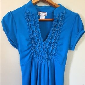 Ocean Blue Ruffle Blouse